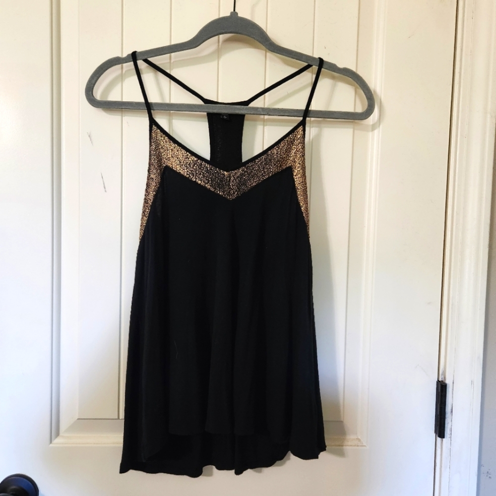 Express Black & Gold Spaghetti Strap Tank Top